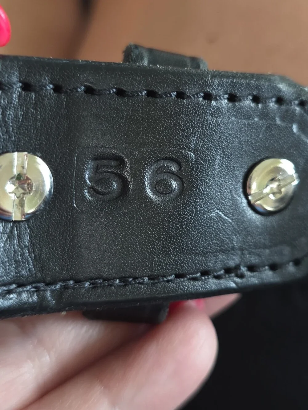 Hanks Belts Mens Gunner Stitched Black Leather Belt Size 56 Full Grain Leather